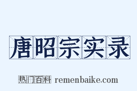 唐昭宗实录是什么意思的图片